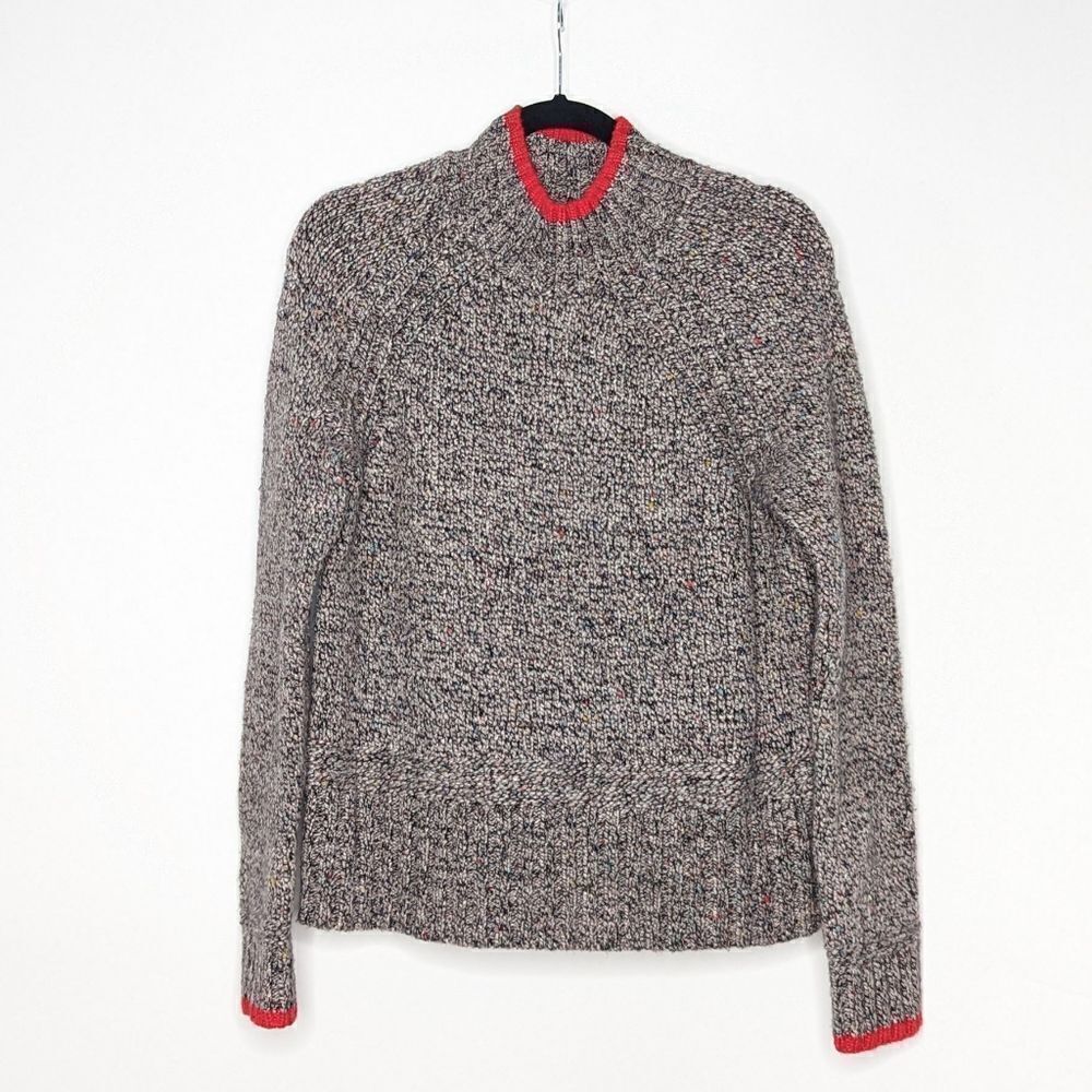 Rachel Zoe Mock Knit Sweater Gray Wool Silk Metallic Blend